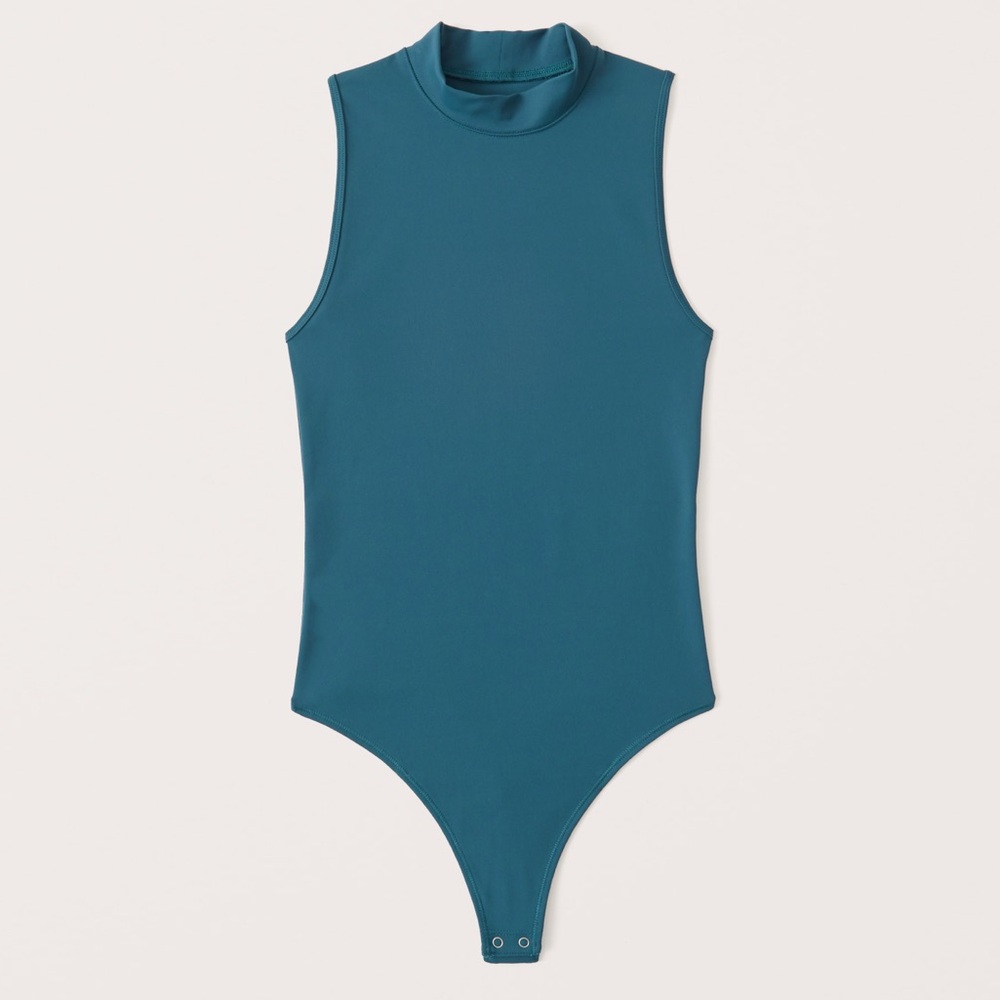 Abercrombie Soft A&F Teal High Neck Bodysuit size Large